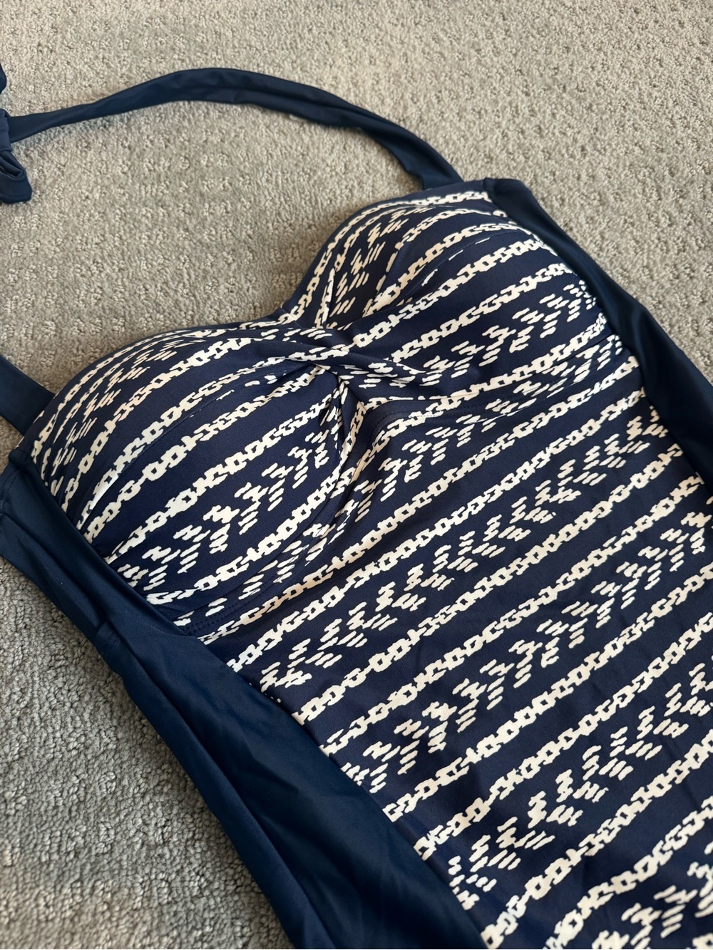 Merona Navy and White Patterned One-Piece Swimsuit - Picture 2 of 4